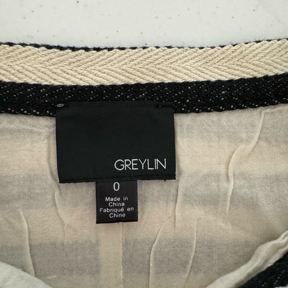 Greylin Anthropologie Womens Mini Skater Skirt Size 0 Black Twill Stripe Retro - Picture 9 of 14